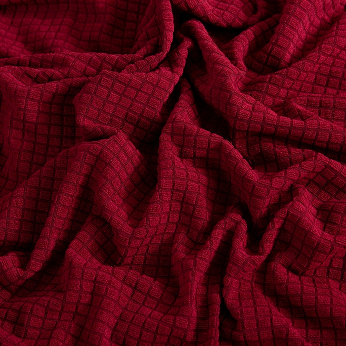 91家纺网 家纺一手货源 找家纺 壹零特色家纺 2025新款弹力玉米粒防水华夫格头枕椅套 豪华办公椅子套 酒红