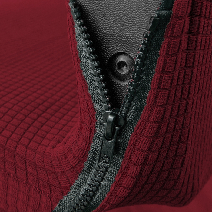 91家纺网 家纺一手货源 找家纺 壹零特色家纺 2025新款弹力玉米粒防水华夫格头枕椅套 豪华办公椅子套 酒红