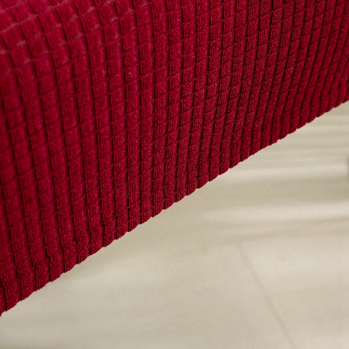 91家纺网 家纺一手货源 找家纺 壹零特色家纺 2025新款弹力玉米粒防水华夫格头枕椅套 豪华办公椅子套 酒红