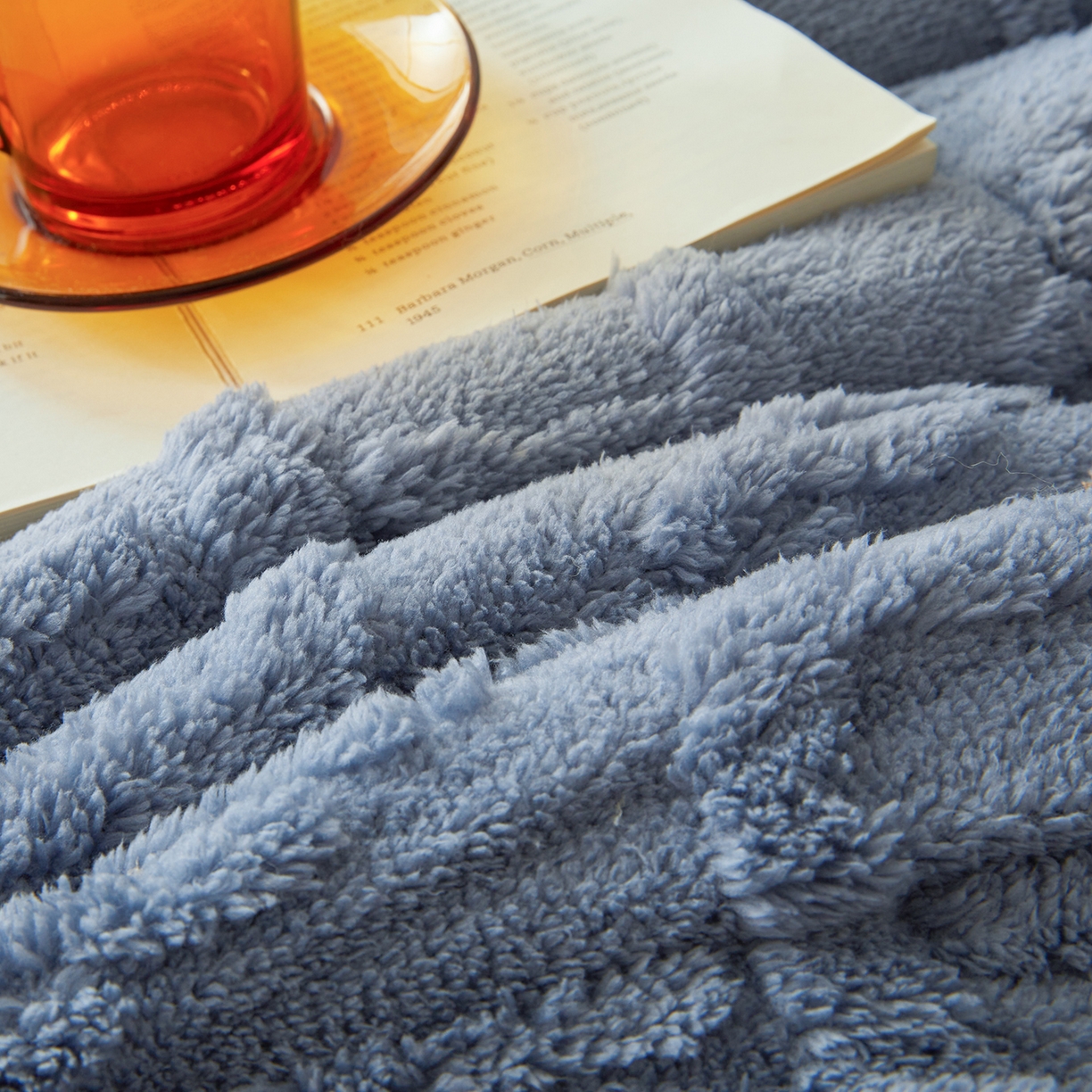 91家纺网 家纺一手货源 找家纺 晓时候 2025新款塔芙绒冬被羊羔绒北极绒加厚被子被芯 静谧蓝