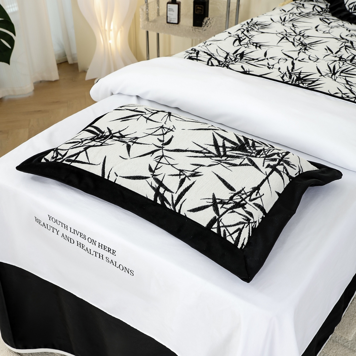 91家纺网 家纺一手货源 找家纺 千姿坊美 容床罩 2025新款秋冬美 容床罩四件套-绮梦花园 竹韵