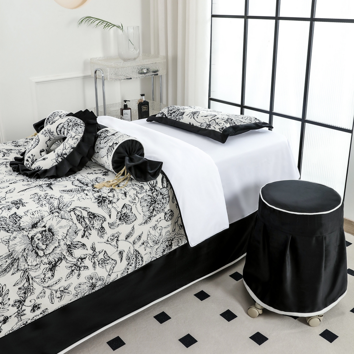 91家纺网 家纺一手货源 找家纺 千姿坊美 容床罩 2025新款秋冬美 容床罩四件套-绮梦花园 绮梦花园