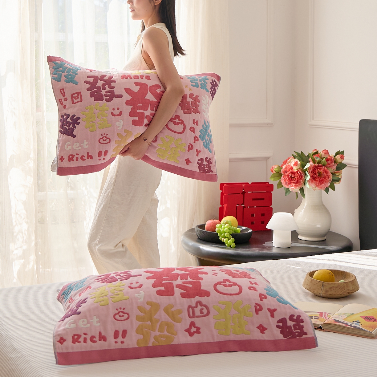 91家纺网 家纺一手货源 找家纺 沐瑟家纺 2025新款纯棉纱布枕巾八层枕巾-發 满發