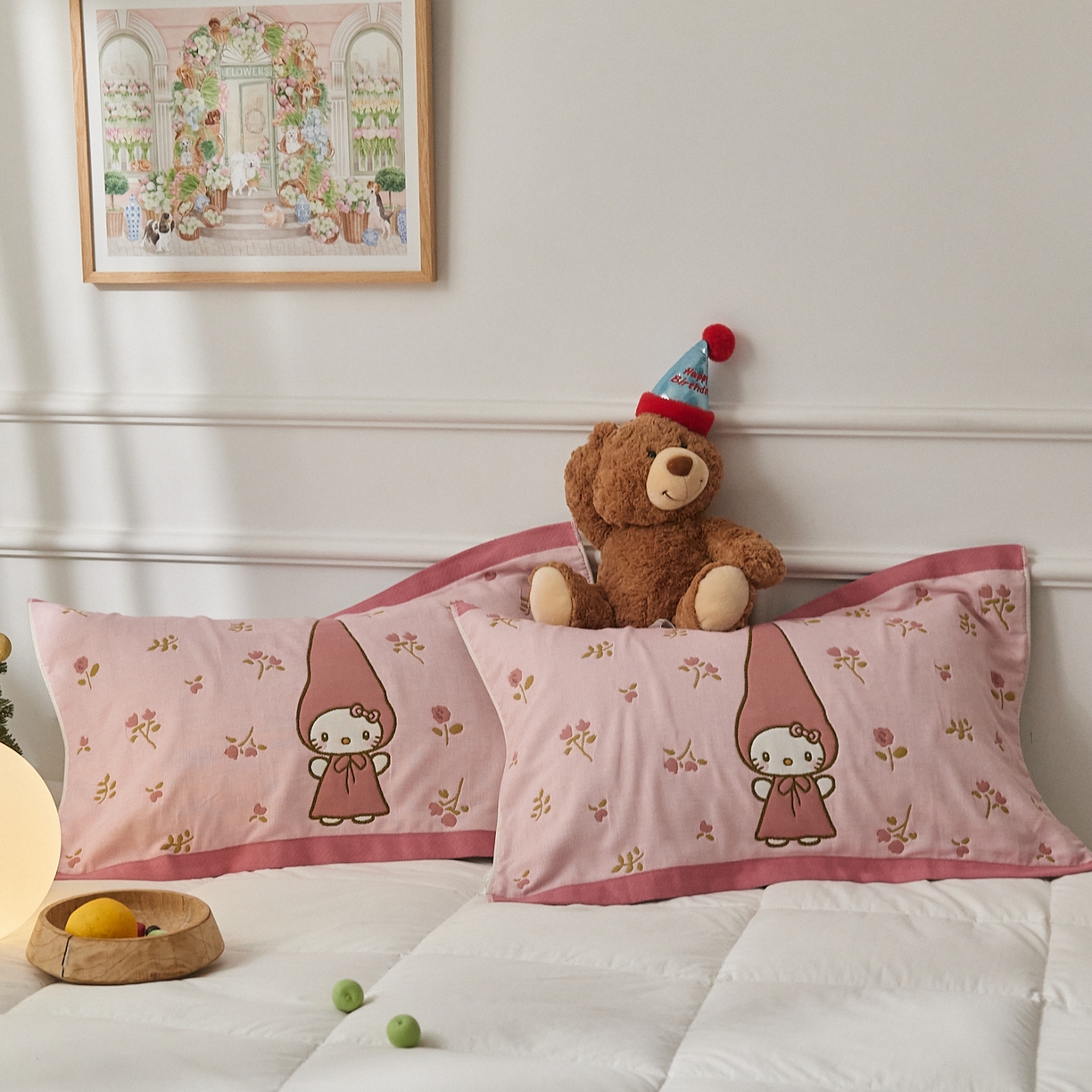 91家纺网 家纺一手货源 找家纺 沐瑟家纺 2025新款纯棉纱布枕巾八层枕巾-發 花香凯蒂