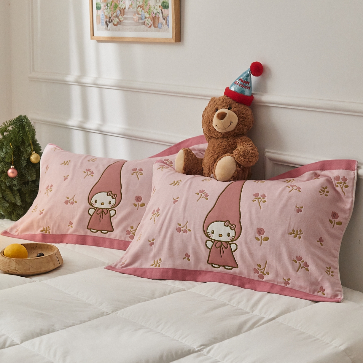 91家纺网 家纺一手货源 找家纺 沐瑟家纺 2025新款纯棉纱布枕巾八层枕巾-發 花香凯蒂