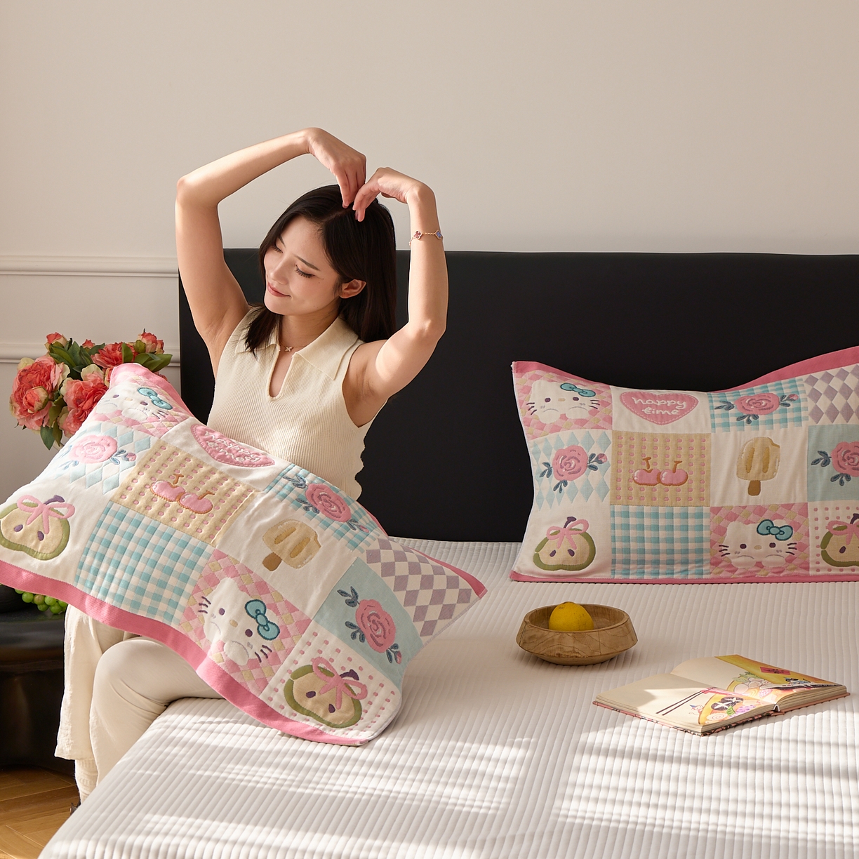 91家纺网 家纺一手货源 找家纺 沐瑟家纺 2025新款纯棉纱布枕巾八层枕巾-發 方格猫