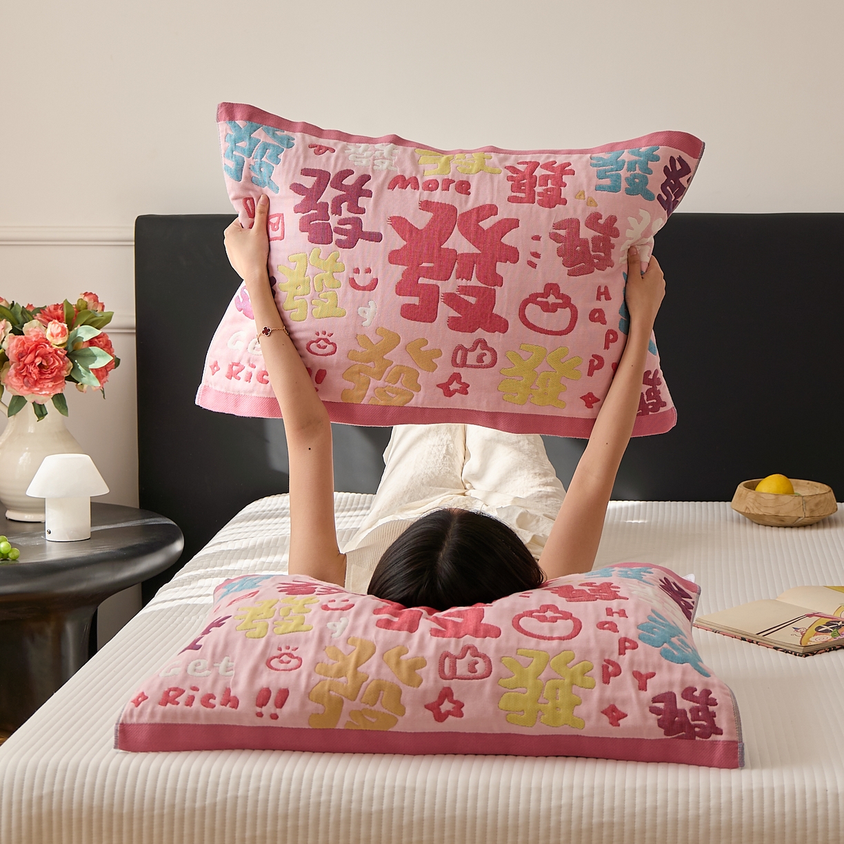 沐瑟家纺 2025新款纯棉纱布枕巾八层枕巾-發 满發