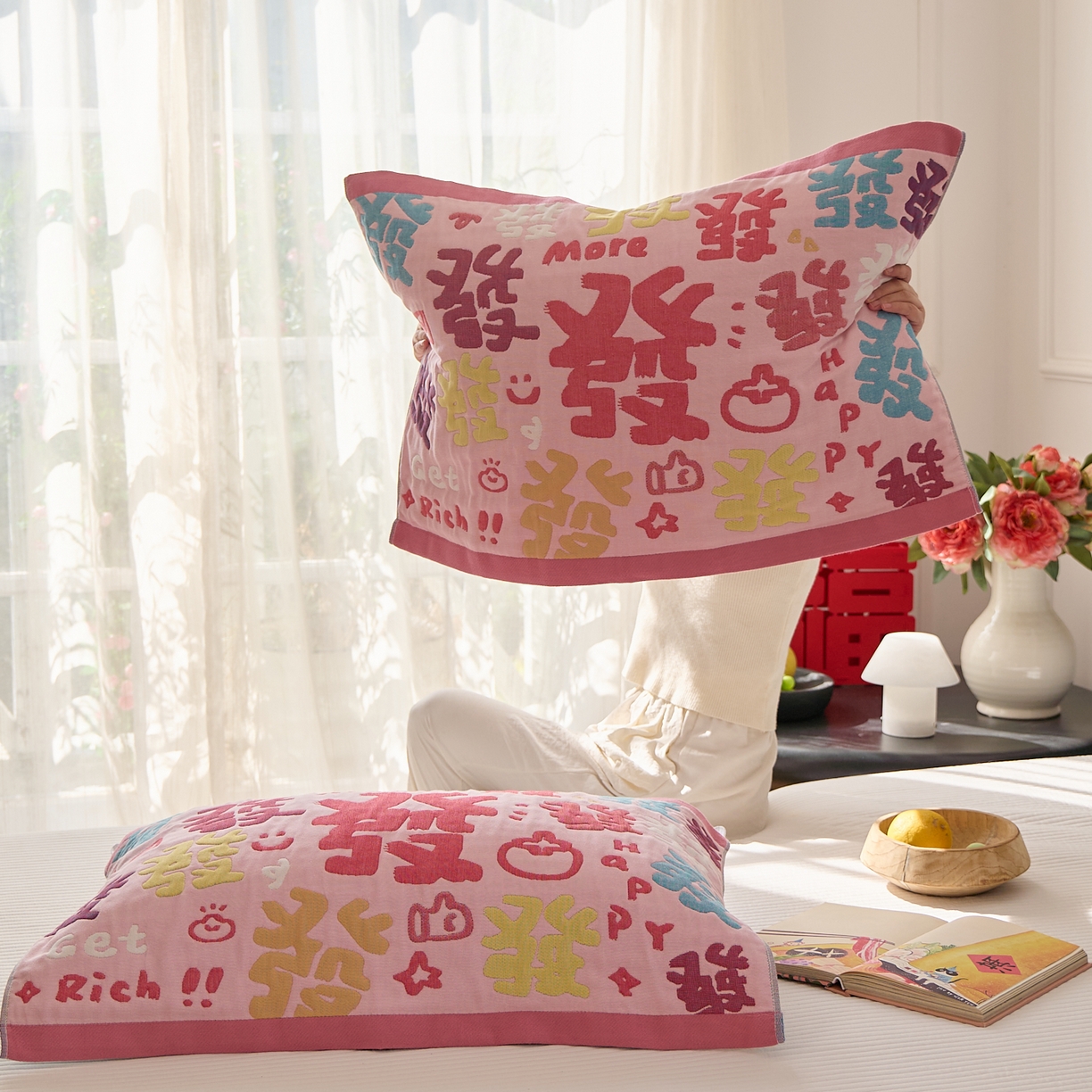 91家纺网 家纺一手货源 找家纺 沐瑟家纺 2025新款纯棉纱布枕巾八层枕巾-發 满發