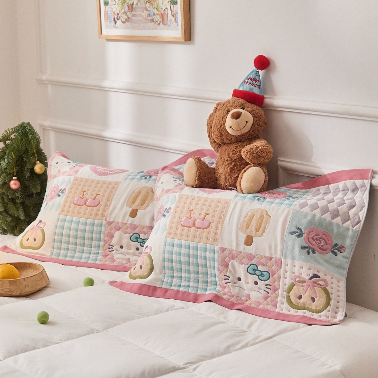 91家纺网 家纺一手货源 找家纺 沐瑟家纺 2025新款纯棉纱布枕巾八层枕巾-發 方格猫