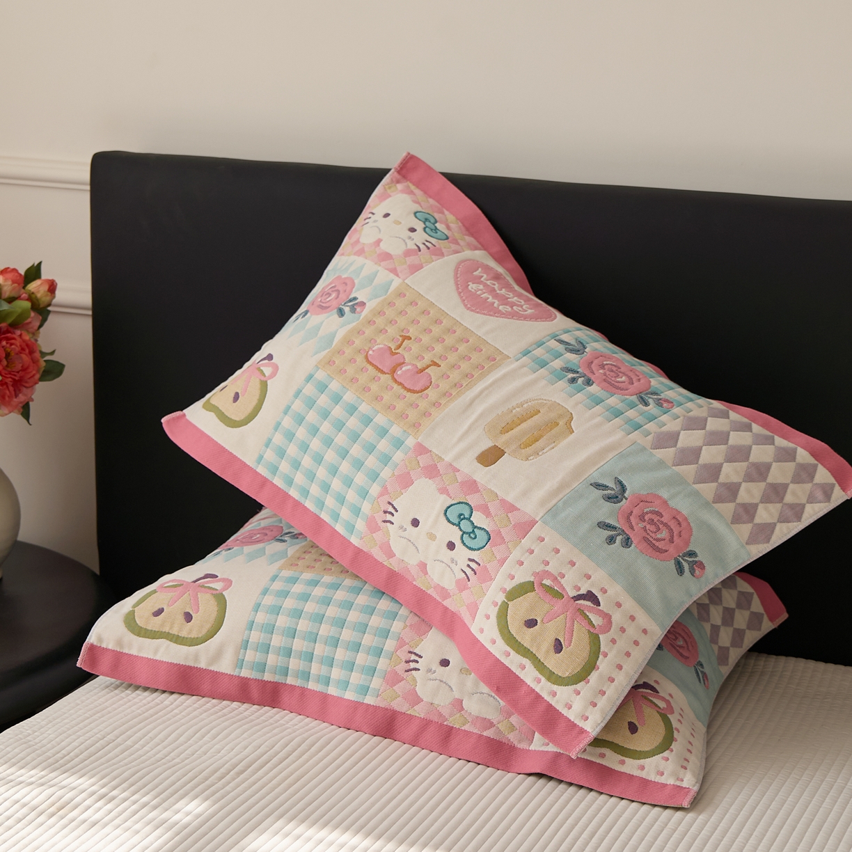 91家纺网 家纺一手货源 找家纺 沐瑟家纺 2025新款纯棉纱布枕巾八层枕巾-發 方格猫