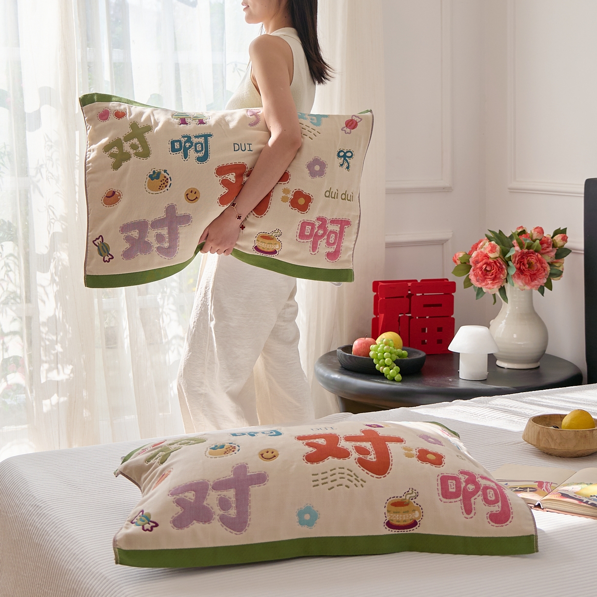 91家纺网 家纺一手货源 找家纺 沐瑟家纺 2025新款纯棉纱布枕巾八层枕巾-發 对对对