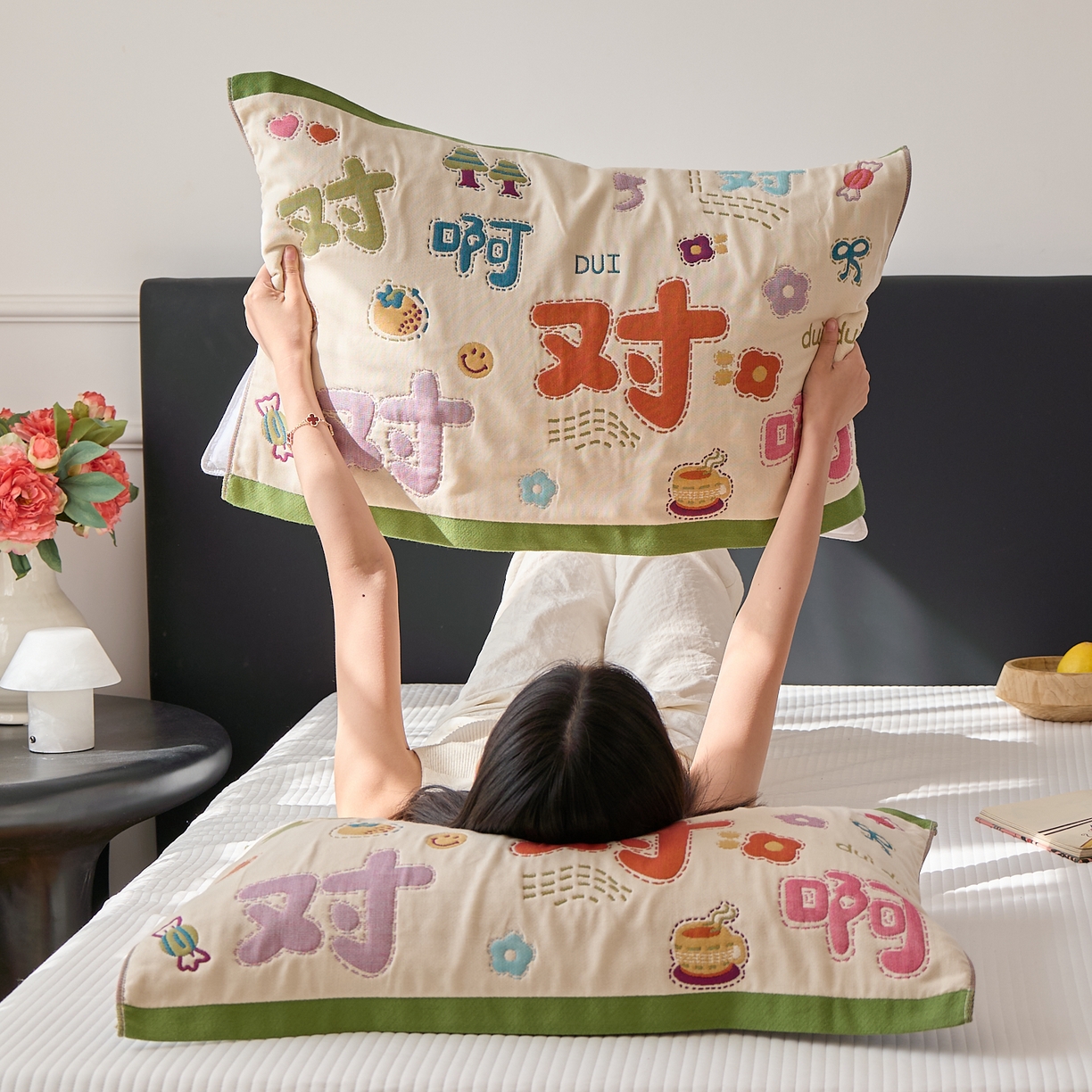 沐瑟家纺 2025新款纯棉纱布枕巾八层枕巾-發 对对对