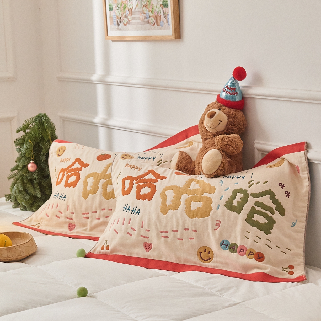 91家纺网 家纺一手货源 找家纺 沐瑟家纺 2025新款纯棉纱布枕巾八层枕巾-發 哈哈哈