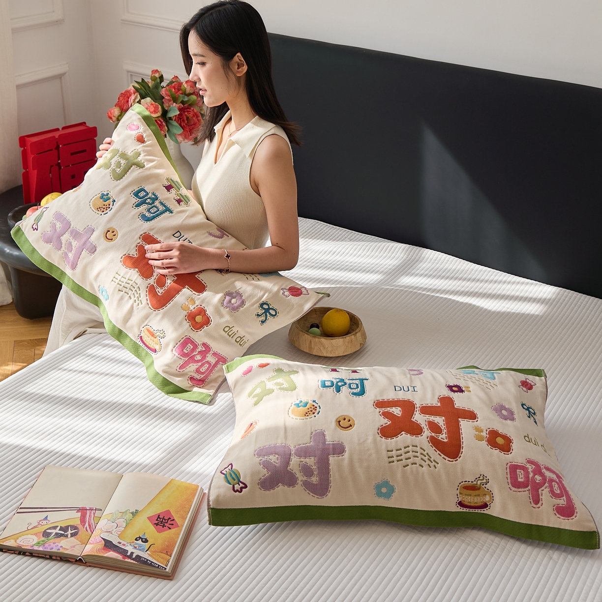 91家纺网 家纺一手货源 找家纺 沐瑟家纺 2025新款纯棉纱布枕巾八层枕巾-發 对对对