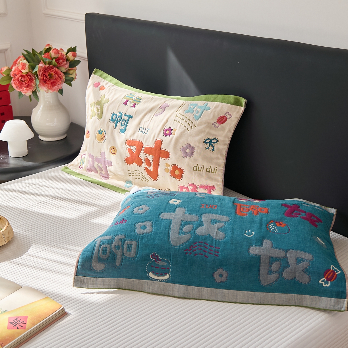 91家纺网 家纺一手货源 找家纺 沐瑟家纺 2025新款纯棉纱布枕巾八层枕巾-發 对对对