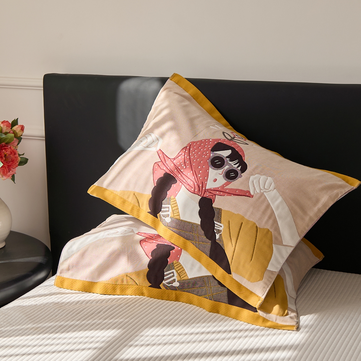 91家纺网 家纺一手货源 找家纺 沐瑟家纺 2025新款纯棉纱布枕巾八层枕巾-發 模特女