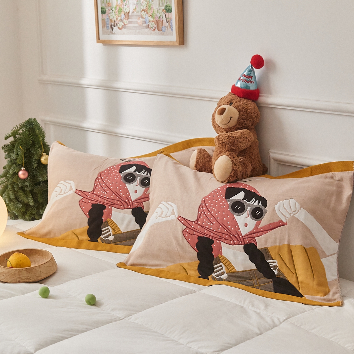 91家纺网 家纺一手货源 找家纺 沐瑟家纺 2025新款纯棉纱布枕巾八层枕巾-發 模特女