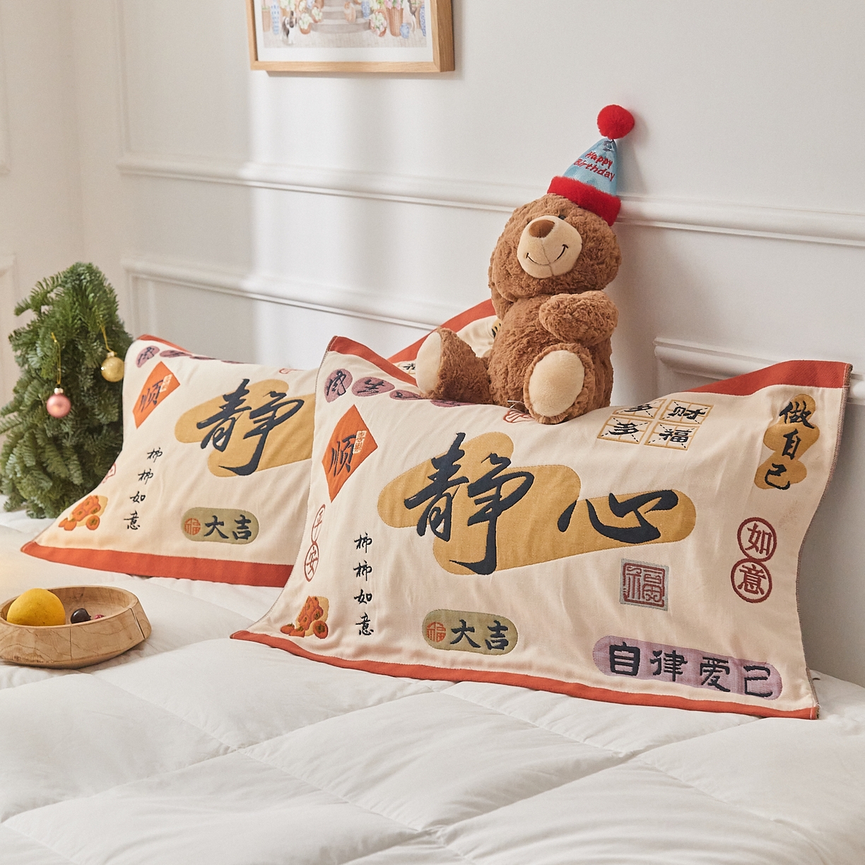 91家纺网 家纺一手货源 找家纺 沐瑟家纺 2025新款纯棉纱布枕巾八层枕巾-發 静心