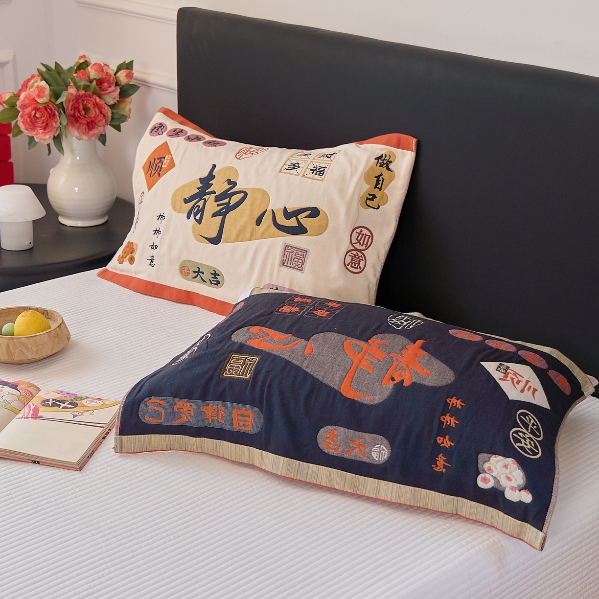 91家纺网 家纺一手货源 找家纺 沐瑟家纺 2025新款纯棉纱布枕巾八层枕巾-發 静心