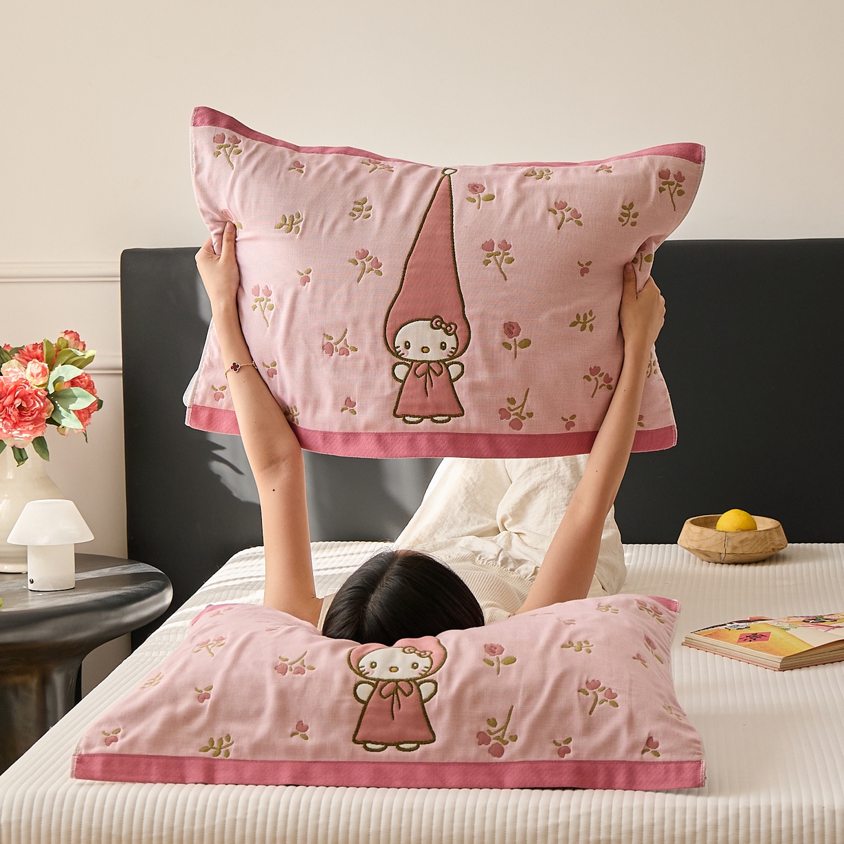 91家纺网 家纺一手货源 找家纺 （总）沐瑟家纺 2025新款纯棉纱布枕巾八层枕巾-發