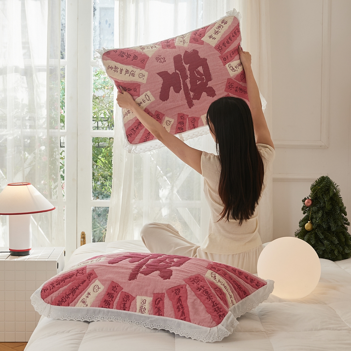 91家纺网 家纺一手货源 找家纺 沐瑟家纺 2025新款花边枕巾 顺