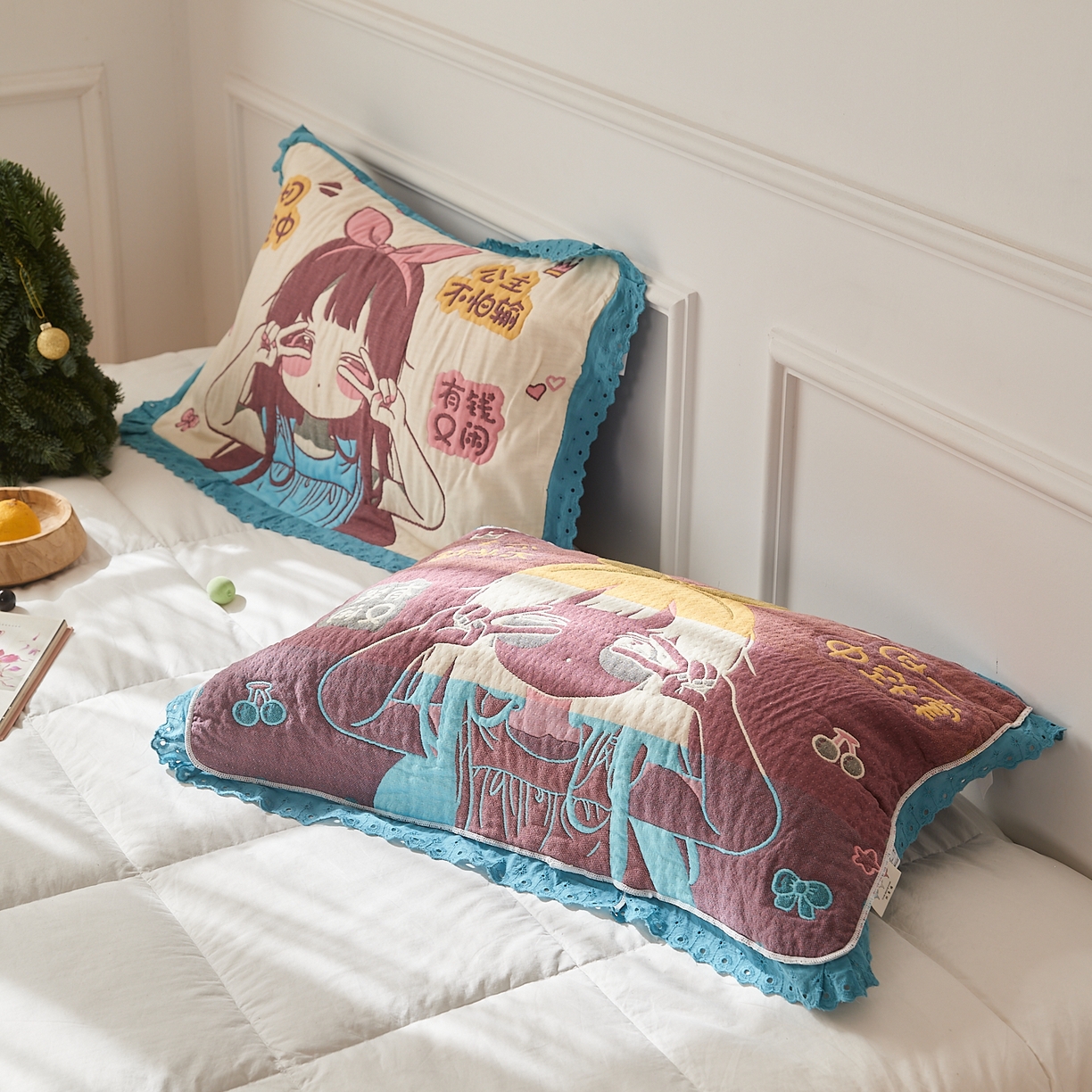 91家纺网 家纺一手货源 找家纺 沐瑟家纺 2025新款花边枕巾 阳光公主