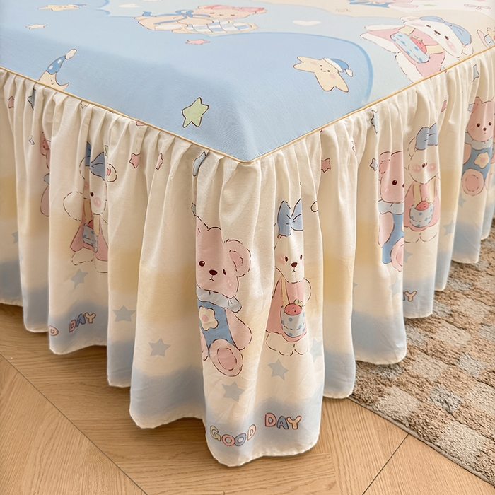 91家纺网 家纺一手货源 找家纺 （总）名优家纺 2026新款12868全棉小清新印花四件套单品系列-床裙三件套