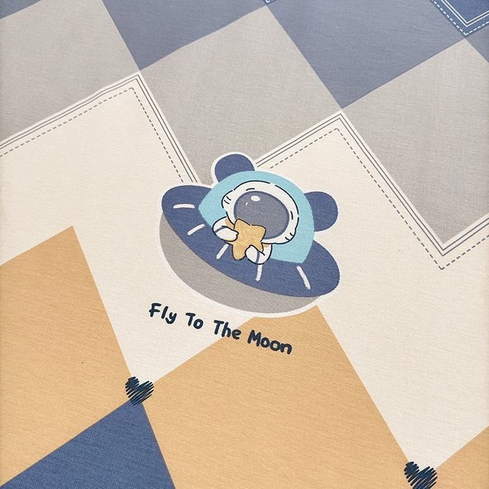 91家纺网 家纺一手货源 找家纺 名优家纺 2026新款12868全棉小清新印花四件套单品系列-床裙三件套 几何飞船