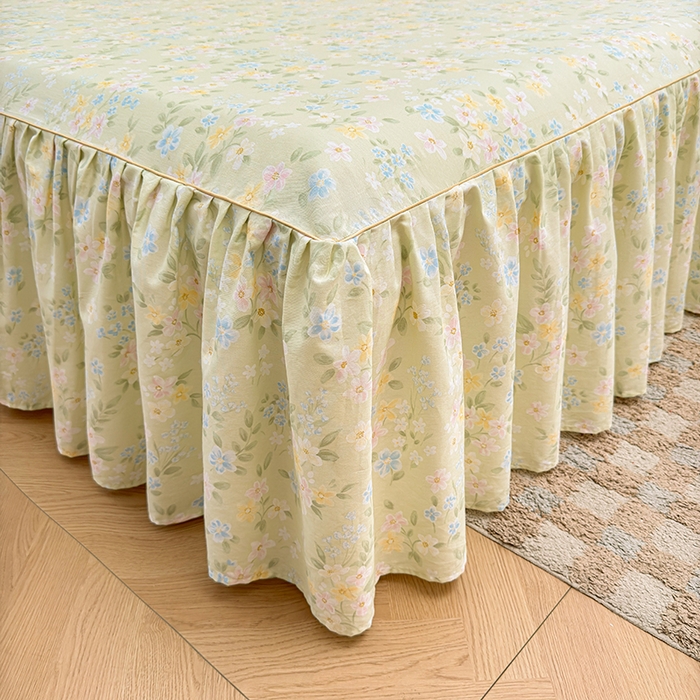 91家纺网 家纺一手货源 找家纺 名优家纺 2026新款12868全棉小清新印花四件套单品系列-床裙三件套 徐徐花开