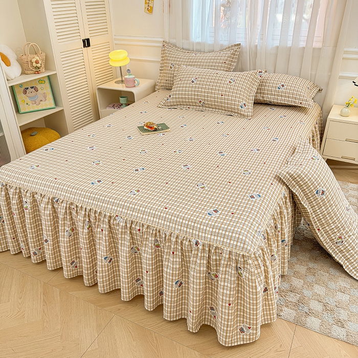 91家纺网 家纺一手货源 找家纺 名优家纺 2026新款12868全棉小清新印花四件套单品系列-床裙三件套 帽子比熊