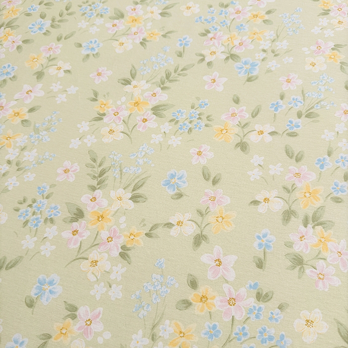 91家纺网 家纺一手货源 找家纺 名优家纺 2026新款12868全棉小清新印花四件套单品系列-床裙三件套 徐徐花开