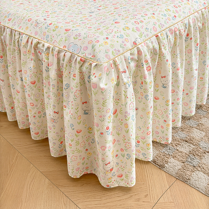 91家纺网 家纺一手货源 找家纺 名优家纺 2026新款12868全棉小清新印花四件套单品系列-床裙三件套 动物花园