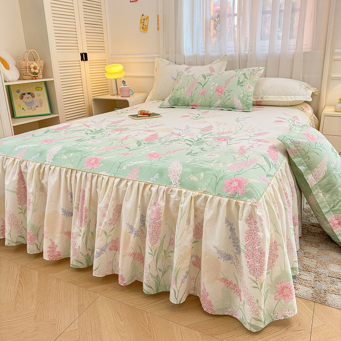 91家纺网 家纺一手货源 找家纺 （总）名优家纺 2026新款12868全棉小清新印花四件套单品系列-床裙三件套