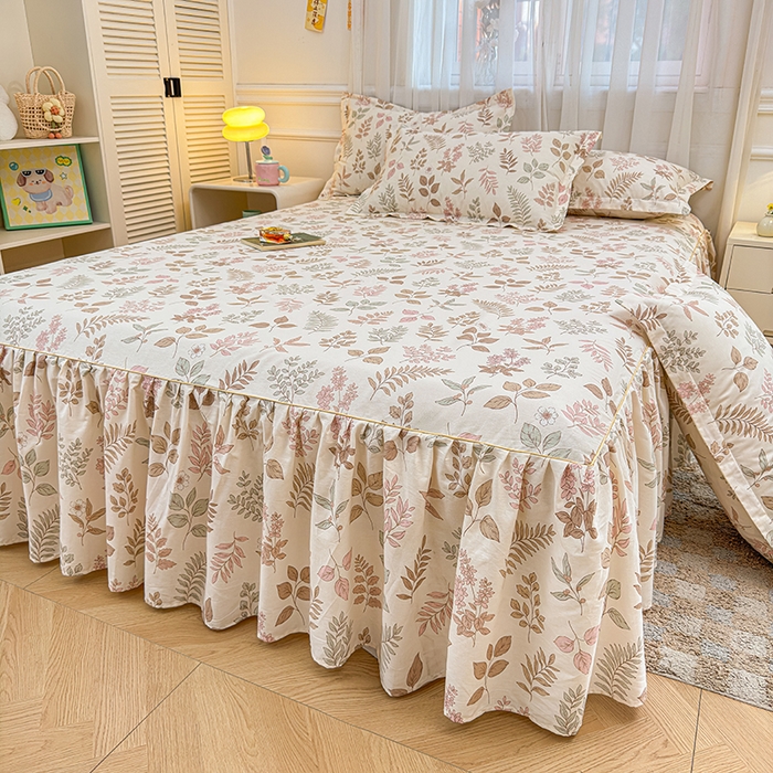 91家纺网 家纺一手货源 找家纺 （总）名优家纺 2026新款12868全棉小清新印花四件套单品系列-床裙三件套