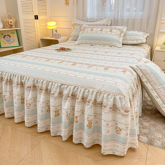 91家纺网 家纺一手货源 找家纺 （总）名优家纺 2026新款12868全棉小清新印花四件套单品系列-床裙三件套