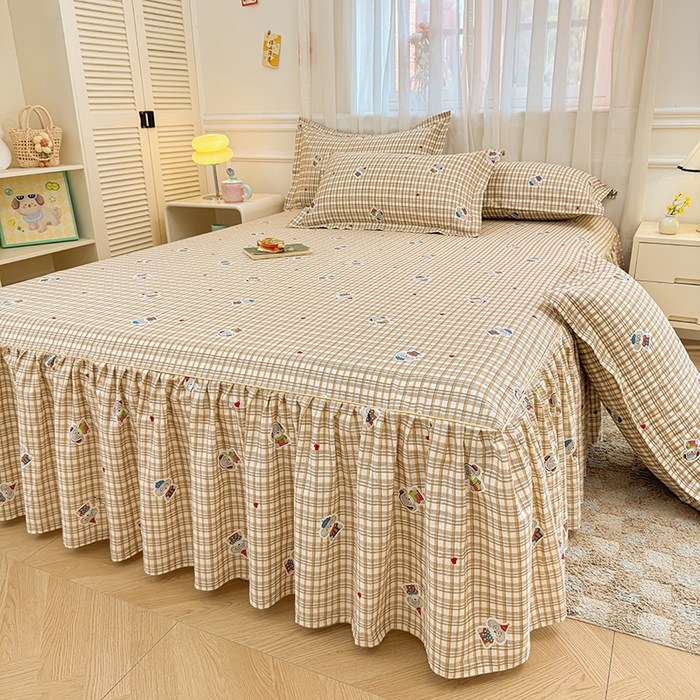 91家纺网 家纺一手货源 找家纺 （总）名优家纺 2026新款12868全棉小清新印花四件套单品系列-床裙三件套