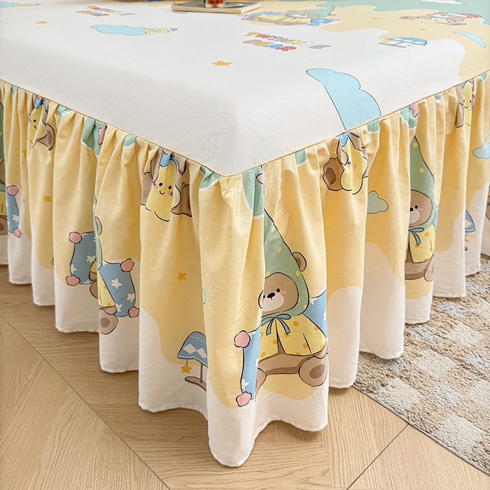 91家纺网 家纺一手货源 找家纺 名优家纺 2026新款12868全棉小清新印花四件套单品系列-床裙三件套 冰激凌派对