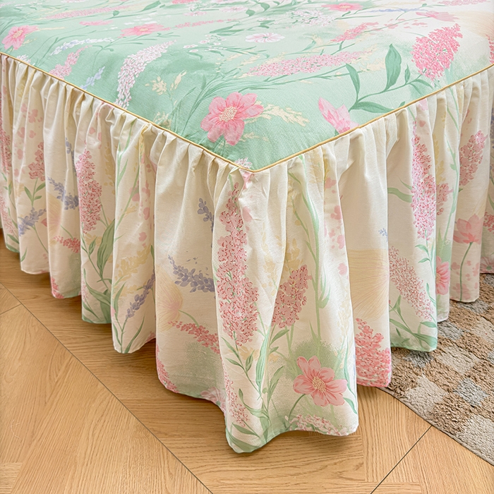 91家纺网 家纺一手货源 找家纺 名优家纺 2026新款12868全棉小清新印花四件套单品系列-床裙三件套 谣谣玉穗