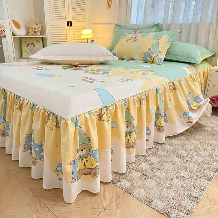 91家纺网 家纺一手货源 找家纺 名优家纺 2026新款12868全棉小清新印花四件套单品系列-床裙三件套 冰激凌派对