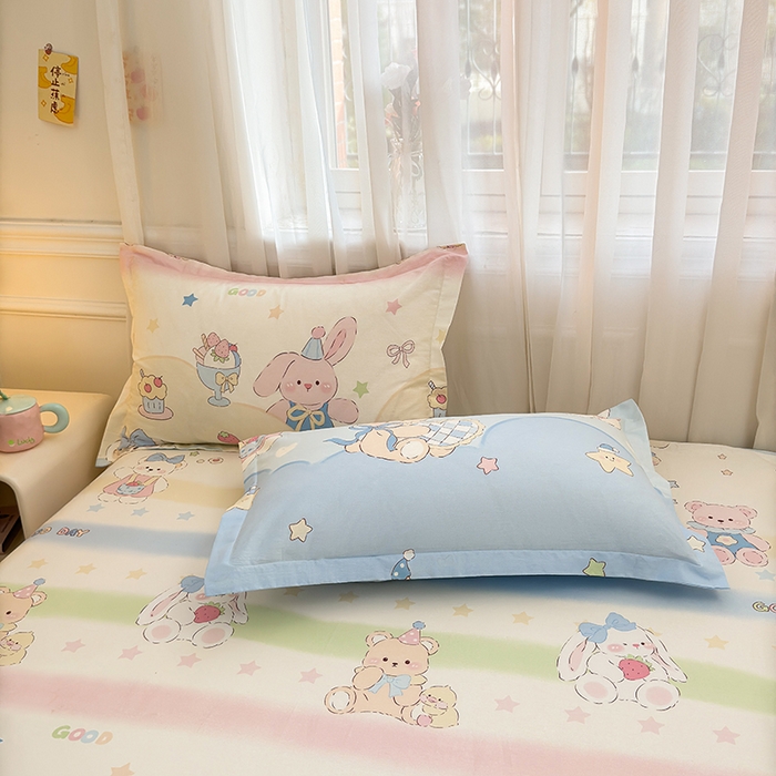 91家纺网 家纺一手货源 找家纺 名优家纺 2026新款12868全棉小清新印花四件套单品系列-床裙三件套 安妮日常