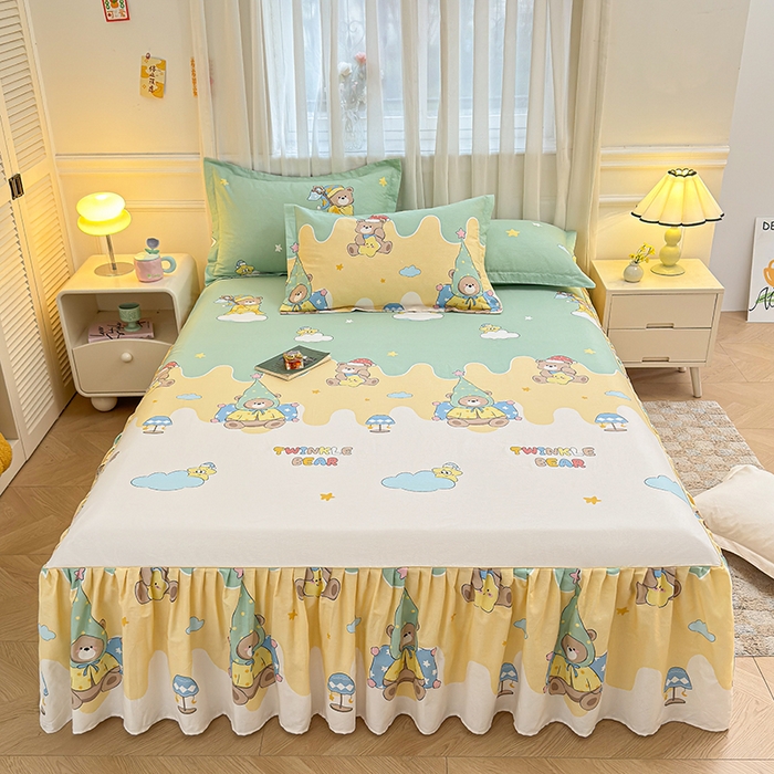 91家纺网 家纺一手货源 找家纺 名优家纺 2026新款12868全棉小清新印花四件套单品系列-床裙三件套 冰激凌派对