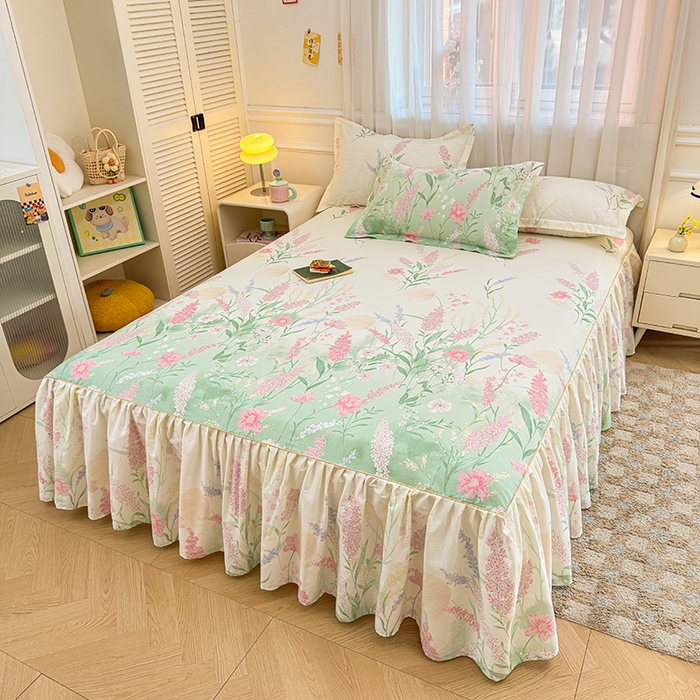 91家纺网 家纺一手货源 找家纺 名优家纺 2026新款12868全棉小清新印花四件套单品系列-床裙三件套 谣谣玉穗