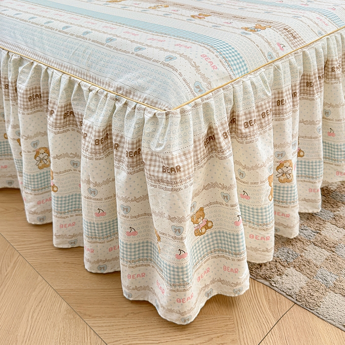 91家纺网 家纺一手货源 找家纺 名优家纺 2026新款12868全棉小清新印花四件套单品系列-床裙三件套 西西莉亚