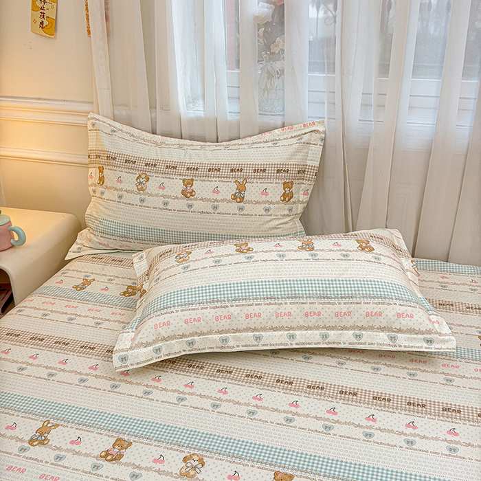 91家纺网 家纺一手货源 找家纺 名优家纺 2026新款12868全棉小清新印花四件套单品系列-床裙三件套 西西莉亚