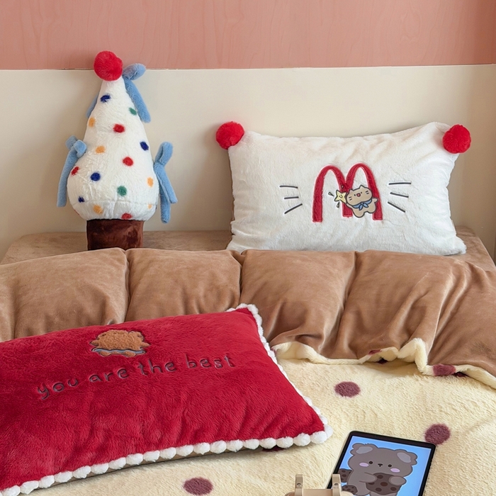 91家纺网 家纺一手货源 找家纺 （总）桔子家纺 2025秋冬新款兔兔绒美式复古系列四件套