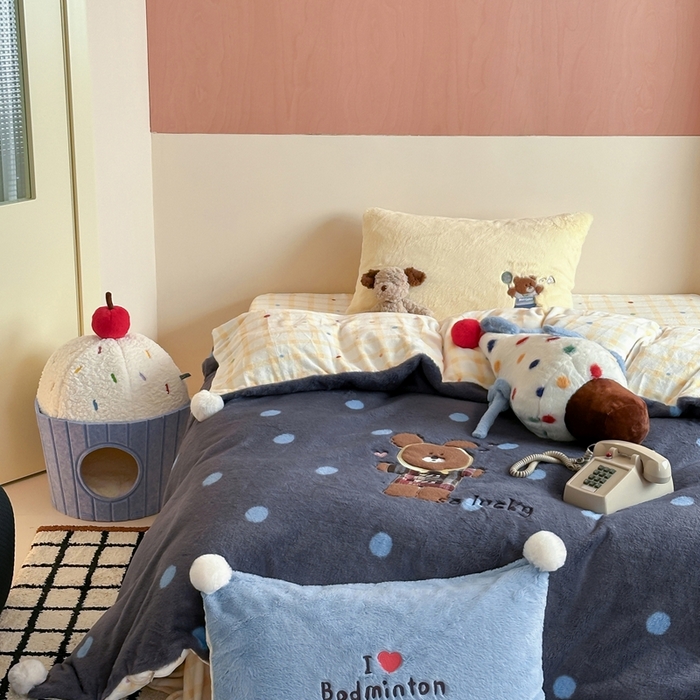 91家纺网 家纺一手货源 找家纺 （总）桔子家纺 2025秋冬新款兔兔绒美式复古系列四件套