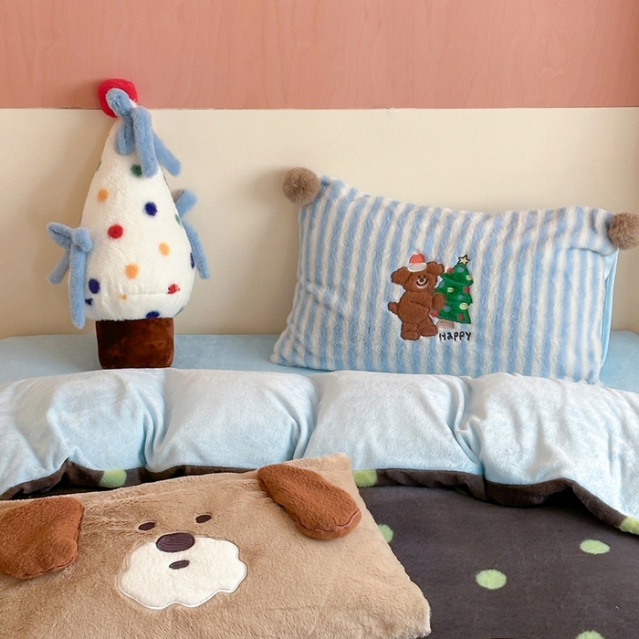 91家纺网 家纺一手货源 找家纺 桔子家纺 2025秋冬新款兔兔绒美式复古系列四件套 查理（四件套）