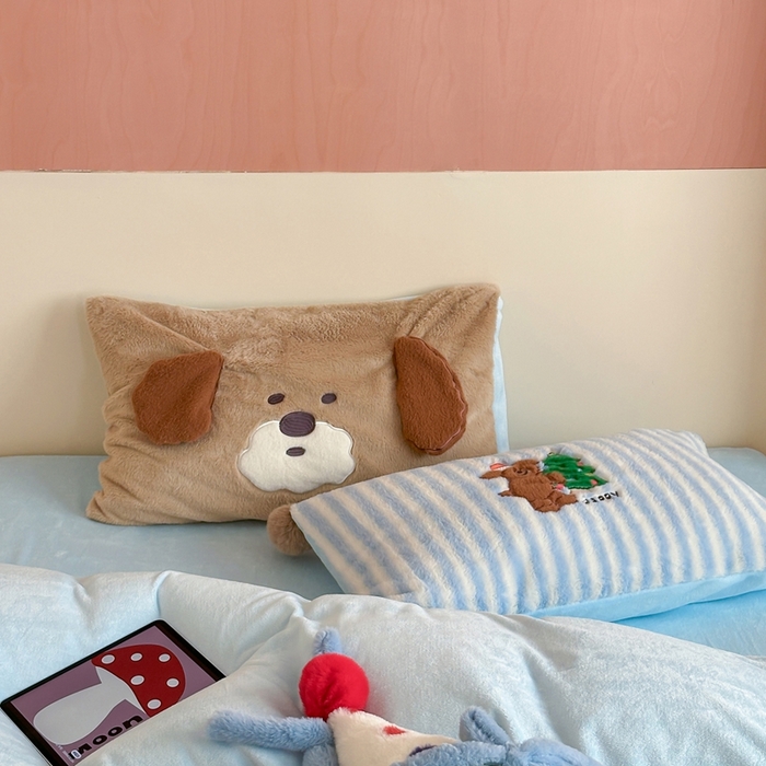 91家纺网 家纺一手货源 找家纺 桔子家纺 2025秋冬新款兔兔绒美式复古系列四件套 查理（四件套）