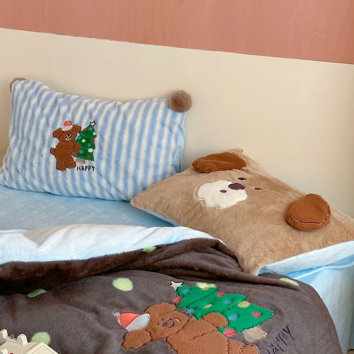 91家纺网 家纺一手货源 找家纺 桔子家纺 2025秋冬新款兔兔绒美式复古系列四件套 查理（四件套）