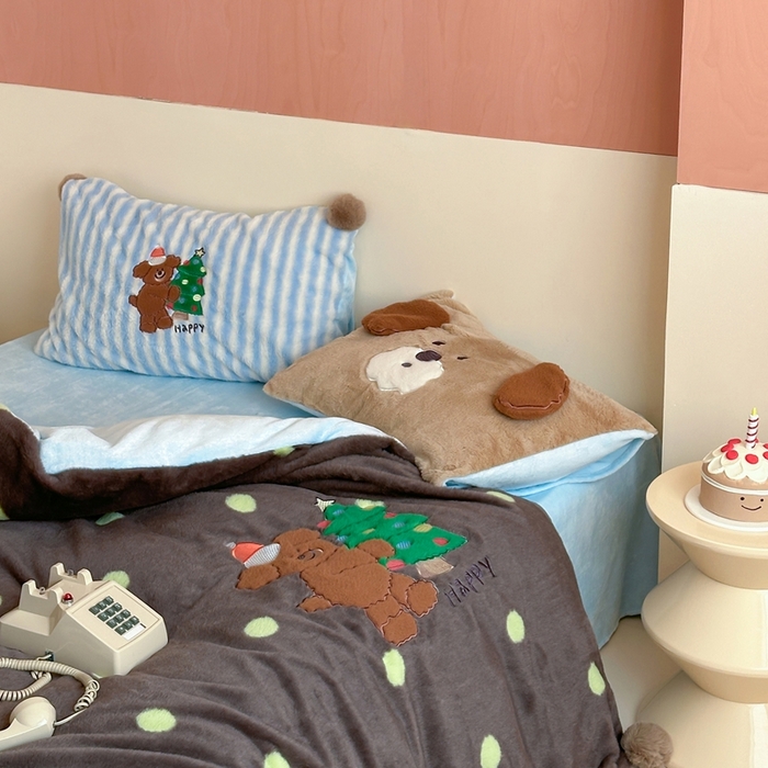 91家纺网 家纺一手货源 找家纺 桔子家纺 2025秋冬新款兔兔绒美式复古系列四件套 查理（四件套）